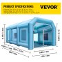 VEVOR Inflatable Paint Booth, 19.69x13.12x8.53 ft Spray Paint Booth, Powerful 750W+350W Blowers Inflatable Spray Booth with Air Filter System, Car Paint Booth for Car Parking Tent Workstation