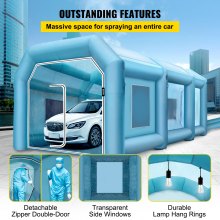 VEVOR Inflatable Paint Booth, 19.69x13.12x8.53 ft Spray Paint Booth, Powerful 750W+350W Blowers Inflatable Spray Booth with Air Filter System, Car Paint Booth for Car Parking Tent Workstation
