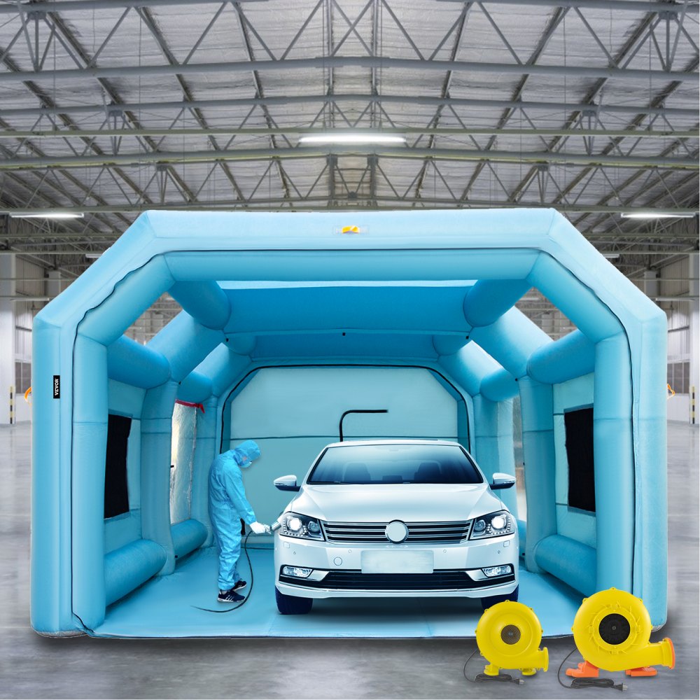 VEVOR Inflatable Paint Booth 27.89x15.09x9.8 ft Spray Paint Booth, Powerful 1100W+350W Blowers Inflatable Spray Booth with Air Filter System Car Paint Booth for Car Parking Tent Workstation