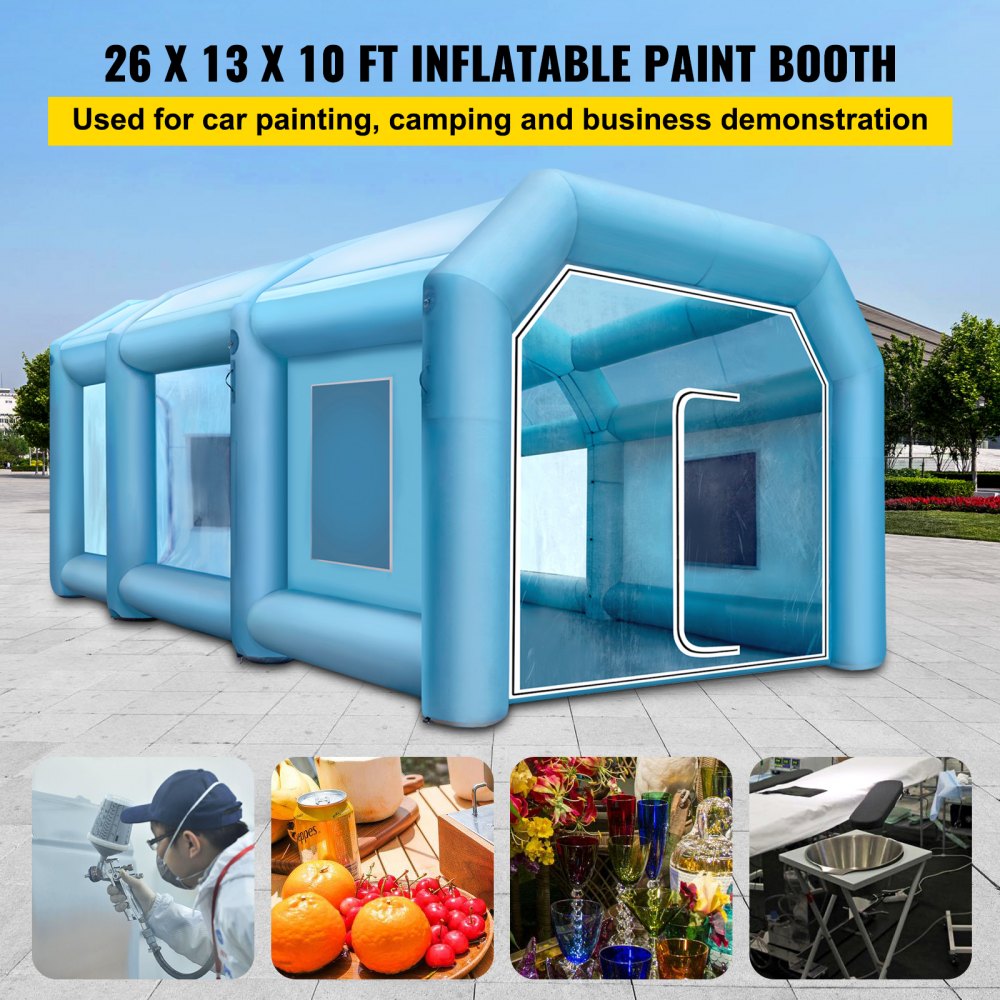 VEVOR Portable Inflatable Paint Booth, 8 x 4 x 3 m Inflatable Spray Booth, Car Paint Tent Air Filter System & 2 Blowers, Upgraded Blow Up Spray Booth Tent, Auto Paint Workstation Motorcycle Garage