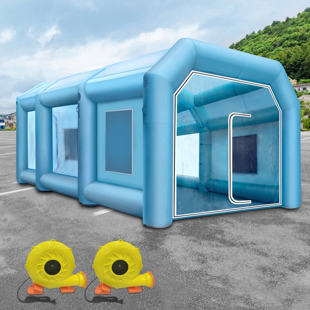 VEVOR Portable Inflatable Paint Booth, 8 x 4 x 3 m Inflatable Spray Booth, Car Paint Tent Air Filter System & 2 Blowers, Upgraded Blow Up Spray Booth Tent, Auto Paint Workstation Motorcycle Garage
