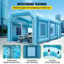 VEVOR Portable Inflatable Paint Booth, 8 x 4 x 3 m Inflatable Spray Booth, Car Paint Tent Air Filter System & 2 Blowers, Upgraded Blow Up Spray Booth Tent, Auto Paint Workstation Motorcycle Garage