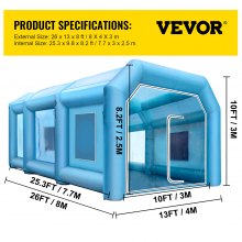 VEVOR Portable Inflatable Paint Booth, 8 x 4 x 3 m Inflatable Spray Booth, Car Paint Tent Air Filter System & 2 Blowers, Upgraded Blow Up Spray Booth Tent, Auto Paint Workstation Motorcycle Garage