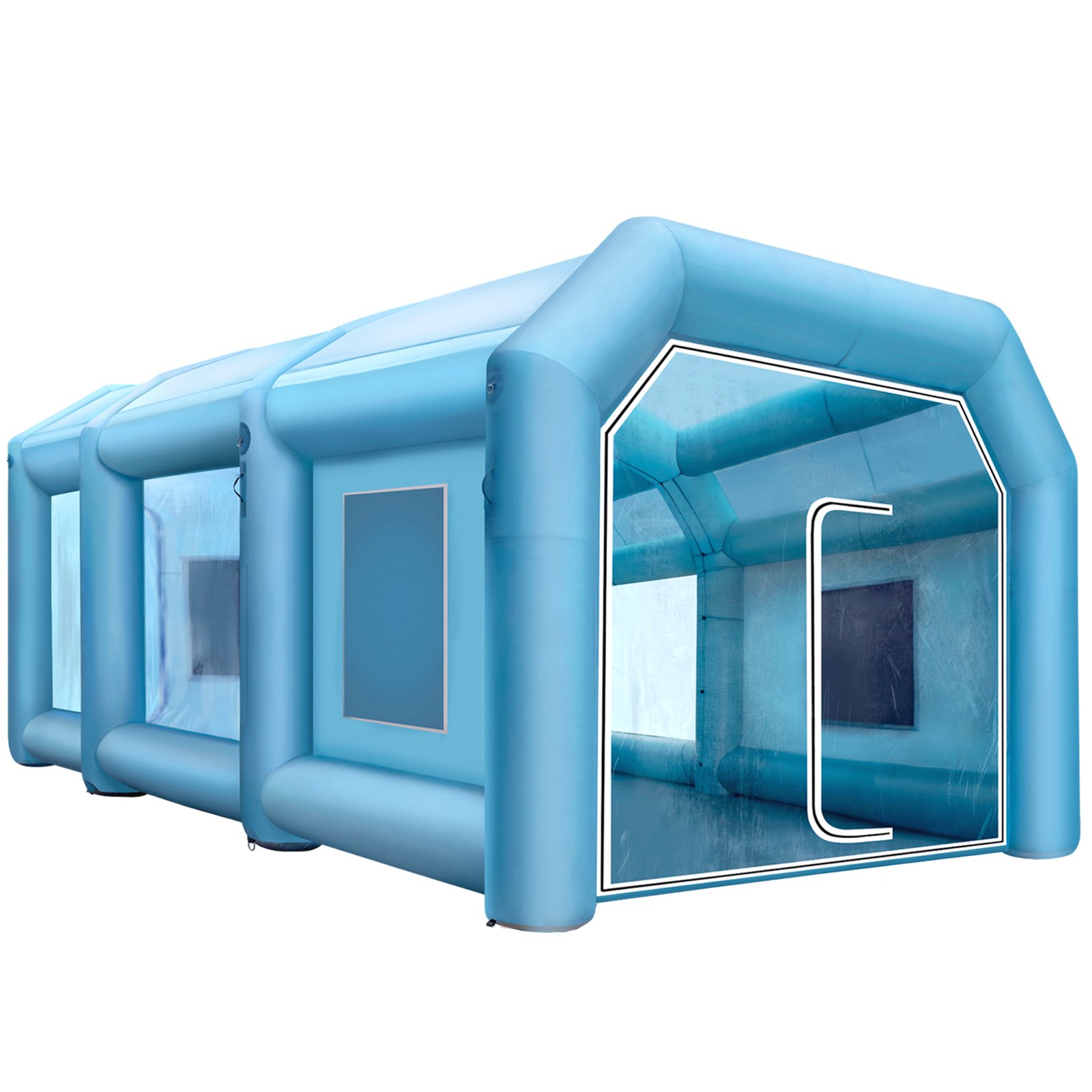 VEVOR Portable Inflatable Paint Booth, 8 x 4 x 3 m Inflatable Spray Booth, Car Paint Tent Air Filter System & 2 Blowers, Upgraded Blow Up Spray Booth Tent, Auto Paint Workstation Motorcycle Garage