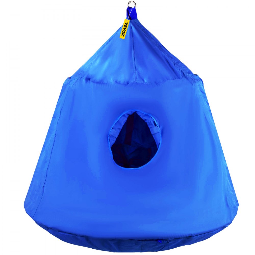 VEVOR Hanging Tree Tent, Max. 440lbs Capacity Tree Tent Swing, Hangout Hugglepod with LED Rainbow Decoration Lights Inflatable Cushion, Ceiling Hammock Tent Suit for Kids & Adult Indoor Outdoor, Blue