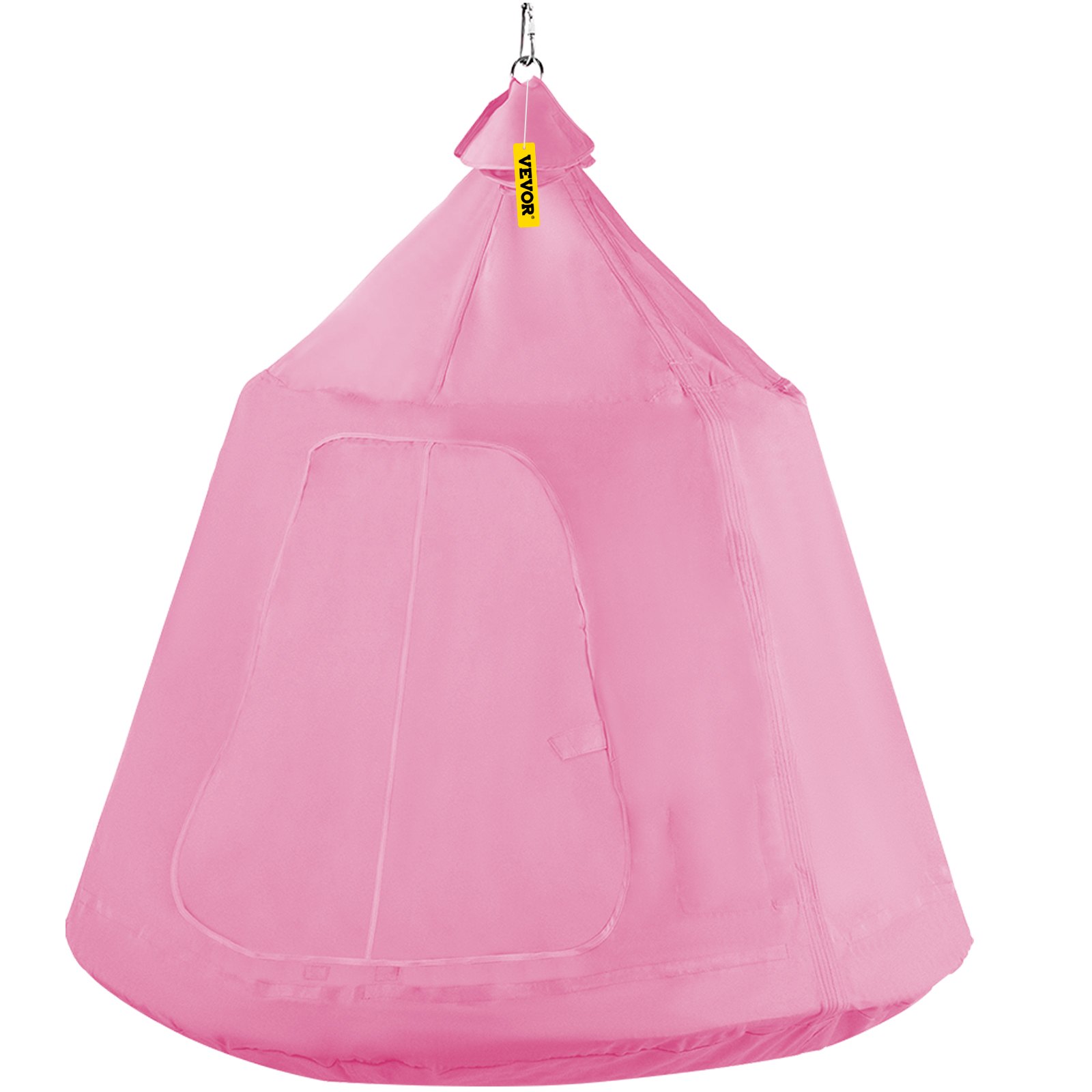 VEVOR Hanging Tree Tent, Max. 440lbs Capacity Tree Tent Swing, Hangout Hugglepod with LED Rainbow Decoration Lights Inflatable Cushion, Ceiling Hammock Tent Suit for Kids & Adult Indoor Outdoor Pink