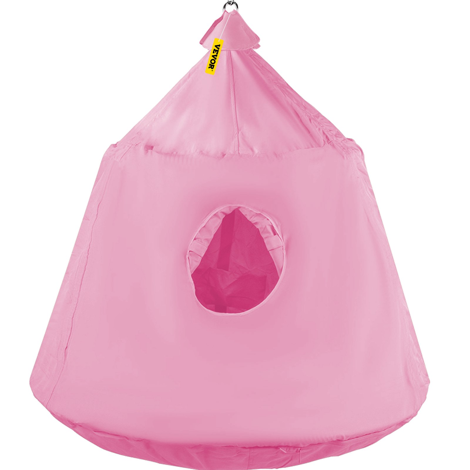 VEVOR Hanging Tree Tent, Max. 440lbs Capacity Tree Tent Swing, Hangout Hugglepod with LED Rainbow Decoration Lights Inflatable Cushion, Ceiling Hammock Tent Suit for Kids & Adult Indoor Outdoor Pink