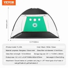 VEVOR Golf Net, 10x7ft All in 1 Golf Practice Net, Indoor Outdoor Home Golf Swing Training, Golf Hitting Aid Net with Target/Turf Mat/Balls/Tee/Carry Bag, for Backyard Driving Chipping, Gift for Men