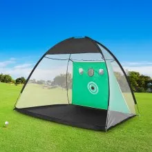VEVOR Golf Net, 10x7ft All in 1 Golf Practice Net, Indoor Outdoor Home Golf Swing Training, Golf Hitting Aid Net with Target/Turf Mat/Balls/Tee/Carry Bag, for Backyard Driving Chipping, Gift for Men