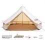 VEVOR 3M Bell Tent 3-5 Persons Canvas Tent with Stove Hole Cotton Canvas Tents Yurt Tent for Camping 4-Season Waterproof Bell Tent for Family Camping Outdoor Hunting