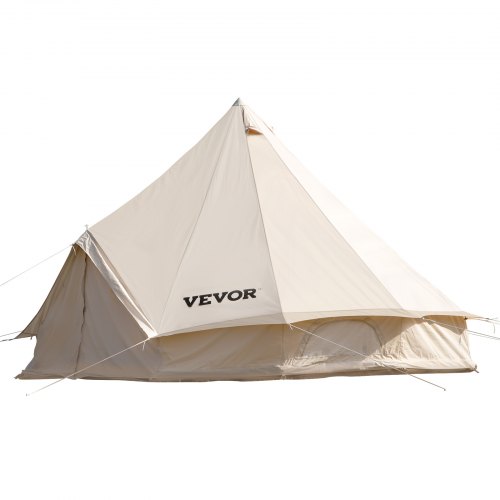 Tente Cloche VEVOR 4m Toile Coton - Tente Yourte 4 Saisons Avec Trou Poêle à Bois, Pour 6 Personnes