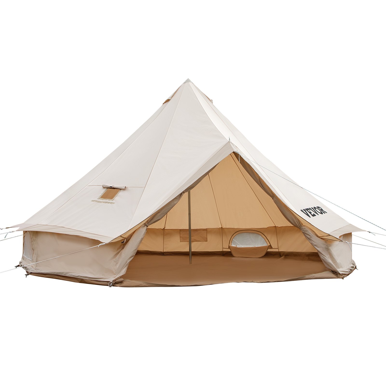 VEVOR glamping bell tent with open entrance and spacious interior.