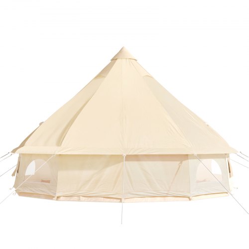 VEVOR Yurt Tent 19.7ft Cotton Canvas Tent with Wall Stove Jacket Glamping Tent Waterproof Bell Tent for Family Camping Outdoor Hunting Party in 4 Seasons