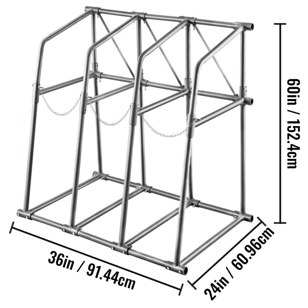 VEVOR Vertical Bar Rack, 36"W x 24"D x 60"H Vertical Material Bar Rack, 3 Rays Vertical Bar Storage Rack, 400 LBS Capacity Vertical Pipe Storage Rack, for Storing Lumbers, Pipes, Other Long Material