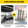 VEVOR Vertical Bar Rack, 36"W x 24"D x 60"H Vertical Material Bar Rack, 3 Rays Vertical Bar Storage Rack, 400 LBS Capacity Vertical Pipe Storage Rack, for Storing Lumbers, Pipes, Other Long Material