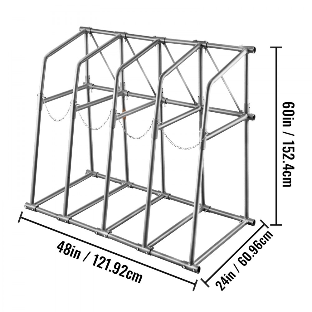 VEVOR Vertical Bar Rack, 48"W x 24"D x 60"H Vertical Material Bar Rack, 4 Rays Vertical Bar Storage Rack, 530 LBS Capacidad Vertical Pipe Storage Rack, para almacenar maderas, tuberías, otros materiales largos