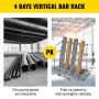 VEVOR Vertical Bar Rack, 48"W x 24"D x 60"H Vertical Material Bar Rack, 4 Rays Vertical Bar Storage Rack, 530 LBS Capacity Vertical Pipe Storage Rack, for Storing Lumbers, Pipes, Other Long Material