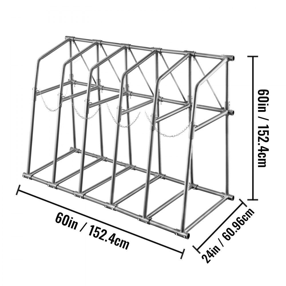 VEVOR Vertical Bar Rack, 60"W x 24"D x 60"H Vertical Material Bar Rack, 5 Rays Vertical Bar Storage Rack, 660 LBS Capacity Vertical Pipe Storage Rack, for Storing Lumbers, Pipes, Other Long Material