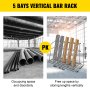 VEVOR Vertical Bar Rack, 60"W x 24"D x 60"H Vertical Material Bar Rack, 5 Rays Vertical Bar Storage Rack, 660 LBS Capacity Vertical Pipe Storage Rack, for Storing Lumbers, Pipes, Other Long Material