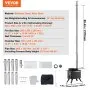 VEVOR Wood Stove, 218.4 cm, Alloy Steel Camping Tent Stove, Portable Wood Burning Stove with Chimney Pipes & Gloves, 22941.9 cm³ Firebox Hot Tent Stove for Outdoor Cooking and Heating with 8 Pipes