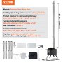 VEVOR Wood Stove, 218.4 cm, Alloy Steel Camping Tent Stove, Portable Wood Burning Stove with Chimney Pipes & Gloves, 22941.9 cm³ Firebox Hot Tent Stove for Outdoor Cooking and Heating with 8 Pipes