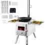 VEVOR Wood Stove, 218.44 cm, Stainless Steel Camping Tent Stove, Portable Wood Burning Stove with Chimney Pipes & Gloves, 49161.3 cm³ Firebox Hot Tent Stove for Outdoor Cooking and Heating with 8 Pipes