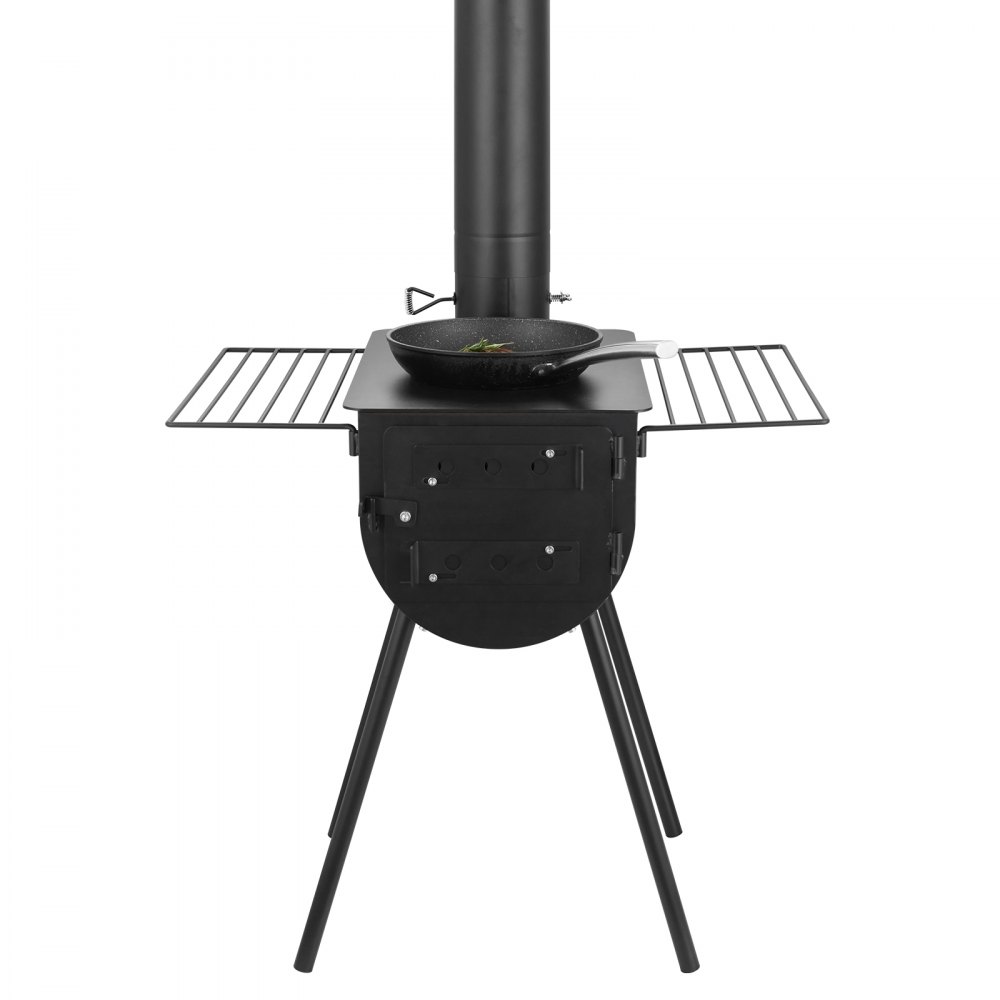 VEVOR Wood Stove, 3 m, Alloy Steel Camping Tent Stove, Portable Wood Burning Stove with Chimney Pipes & Gloves, 49161 cm³ Firebox Hot Tent Stove for Outdoor Cooking and Heating with 8 Pipes
