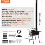 VEVOR Wood Stove, 3 m, Alloy Steel Camping Tent Stove, Portable Wood Burning Stove with Chimney Pipes & Gloves, 49161 cm³ Firebox Hot Tent Stove for Outdoor Cooking and Heating with 8 Pipes