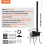 VEVOR Wood Stove, 3 m, Alloy Steel Camping Tent Stove, Portable Wood Burning Stove with Chimney Pipes & Gloves, 49161 cm³ Firebox Hot Tent Stove for Outdoor Cooking and Heating with 8 Pipes