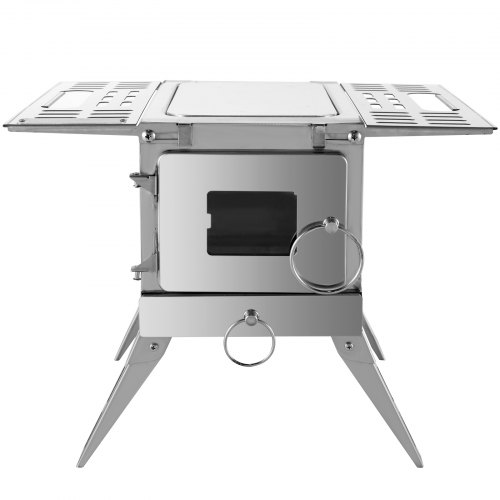VEVOR Tent Wood Stove, 18.3x15x14.17 inch Camping Wood Stove 304 Stainless Steel With Folding Pipe, Portable Wood Stove 90.6 inch Total Height For Camping, Tent Heating, Hunting, Outdoor Cooking