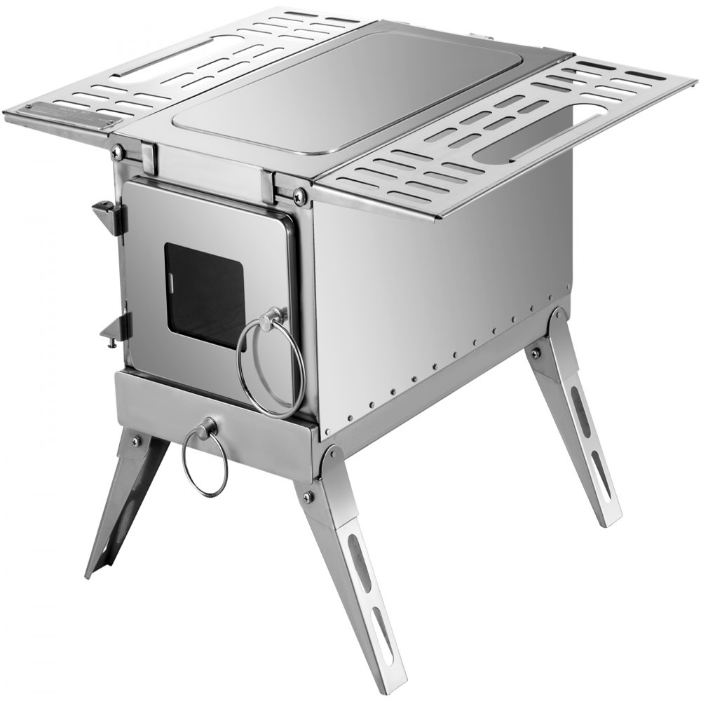 VEVOR Tent Wood Stove,Outdoor Camping Wood Burning Stove Stainless Steel With Folding Pipe,Portable Wood Stove 90.6'' Height Wood Tent Stove For Camping, Tent Heating, Hunting, Outdoor Cooking