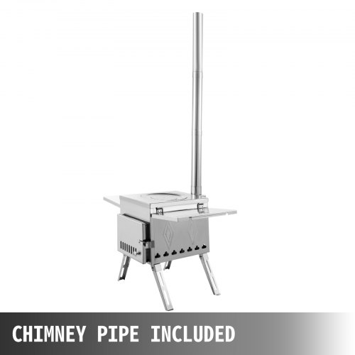 VEVOR Tent Wood Stove Camping Wood Stove 304 Stainless Steel With Folding Pipe, Portable Wood Stove 113 inch Total Height For Camping, Tent Heating, Hunting, Outdoor Cooking