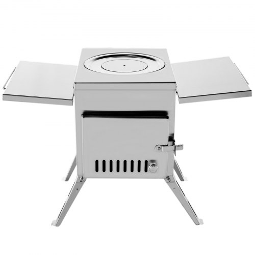 VEVOR Tent Wood Stove 18.1x15x27.2 inch, Camping Wood Stove 304 Stainless Steel With Folding Pipe, Portable Wood Stove 113 inch Total Height For Camping, Tent Heating, Hunting, Outdoor Cooking