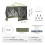 VEVOR Tente tonnelle pop-up, abri solaire à 6 côtés avec 6 toiles coupe-vent amovibles et fenêtres en maille, tente moustiquaire à réglage rapide de 3 x 3 m avec moustiquaire, vert armée