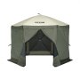 green VEVOR pop up gazebo tent with open front and mesh sides for ventilation.