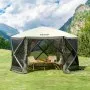VEVOR Pop Up Gazebo Tent, Pop-Up Screen Tent 6 Sided Canopy Sun Shelter with 6 Removable Privacy Wind Cloths & Mesh Windows, 3.66x3.66x2.4m Quick Set Screen Tent with Mosquito Netting, Army Green