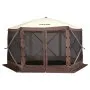 VEVOR Pop Up Gazebo Tent, Pop-Up Screen Tent 6 Sided Canopy Sun Shelter with 6 Removable Privacy Wind Cloths & Mesh Windows, 3.81x3.81x2.2m Quick Set Screen Tent with Mosquito Netting, Brown