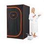 VEVOR Tente de sauna à vapeur portable pleine taille, kit de couverture de sauna personnel 1000 W pour spa à domicile, thérapie corporelle chauffée détoxifiante et apaisante, télécommande de temps et de température avec tapis de sol