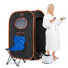 VEVOR Tente de sauna à vapeur compacte et portable, couverture de sauna de 1000 W avec chaise, boîte de sauna thérapeutique à domicile pour la relaxation détox, télécommande de l'heure et de la température, sauna personnel pour la maison, noir