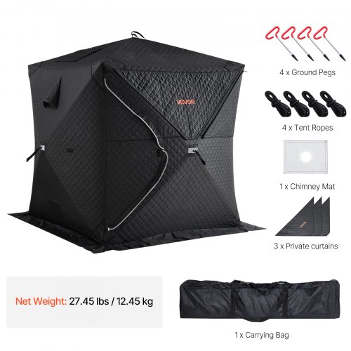 VEVOR Outdoor Sauna Tent Pro, Portable Steam & Dry Sauna for 4 Persons, Heavy-Duty Oxford Cloth & Carbon Steel, Easy Setup for Camping, Backyard, or Home Gym,Easy Setup(Black)