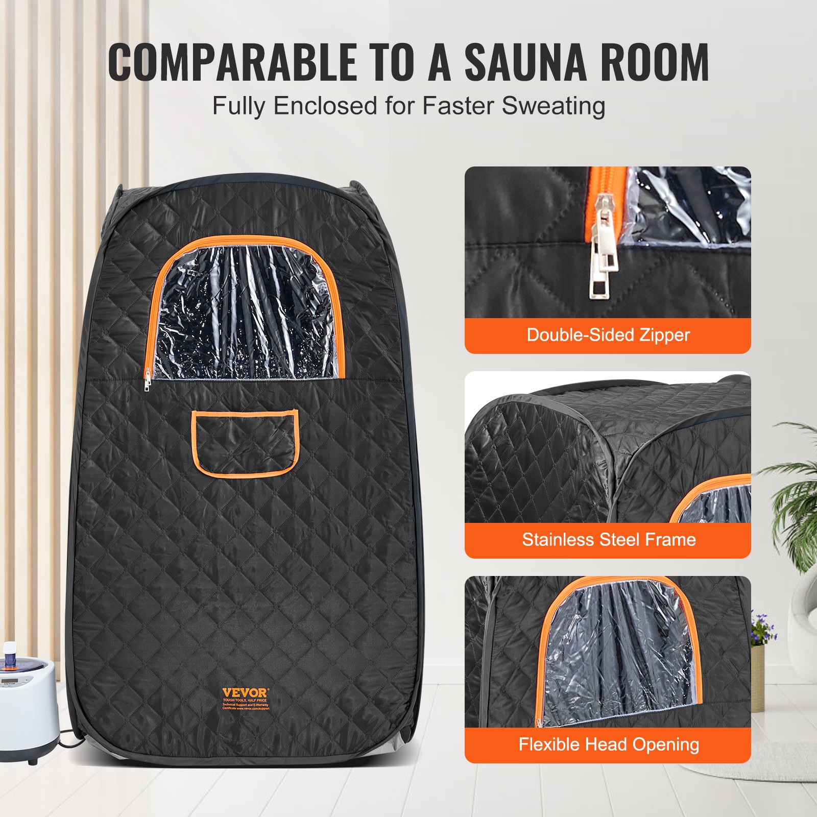 VEVOR Compact Portable Steam Sauna Tent, 1200 Watt Sauna Blanket with Chair & Storage Bag, Home Therapeutic Sauna Tent for Detox Relaxation, Time & Temperature Remote Control Personal Sauna for Home