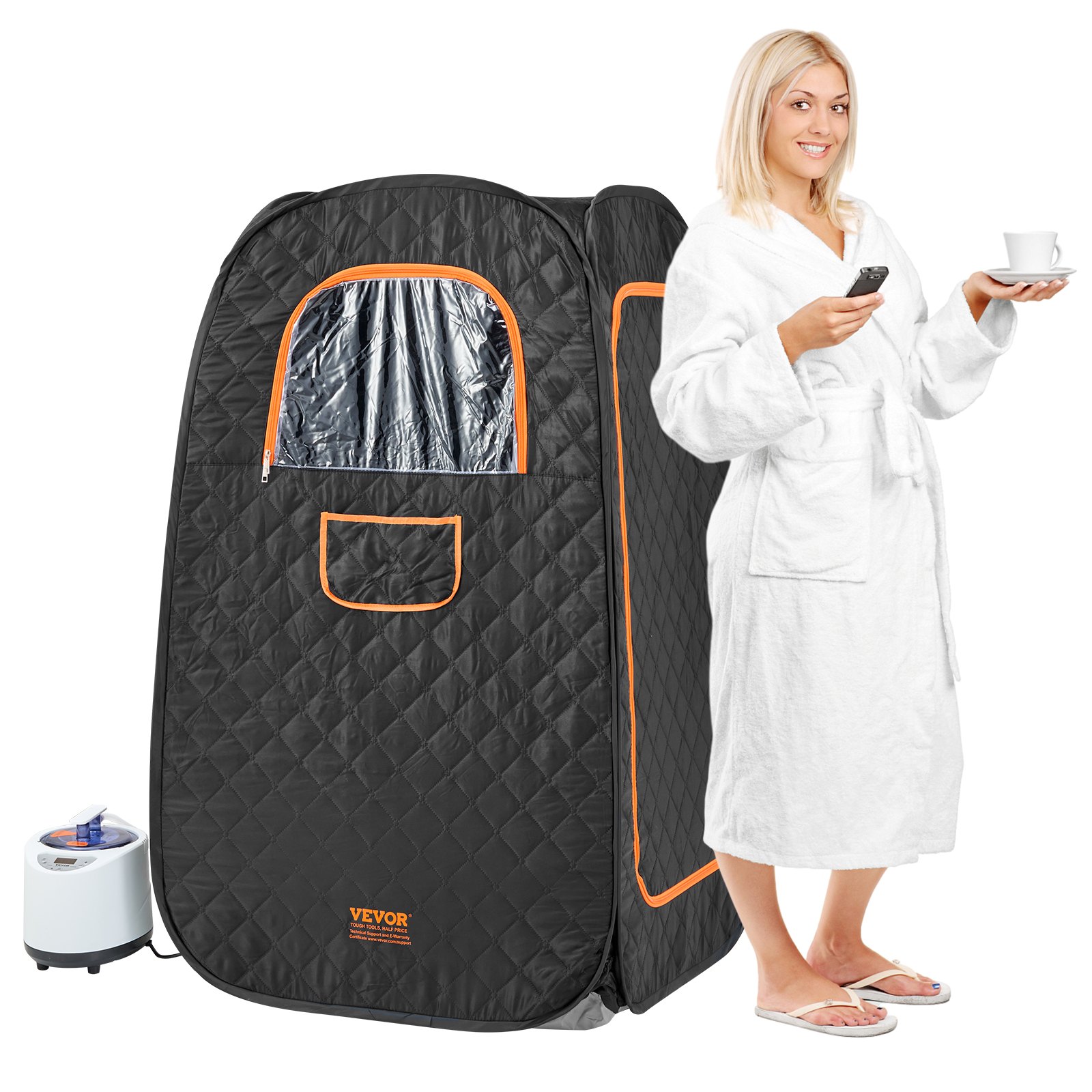 VEVOR Compact Portable Steam Sauna Tent, 1200 Watt Sauna Blanket with Chair & Storage Bag, Home Therapeutic Sauna Tent for Detox Relaxation, Time & Temperature Remote Control Personal Sauna for Home