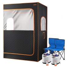 VEVOR 2 Person Portable Steam Sauna Tent Full with Steamer Remote Oil Box Black