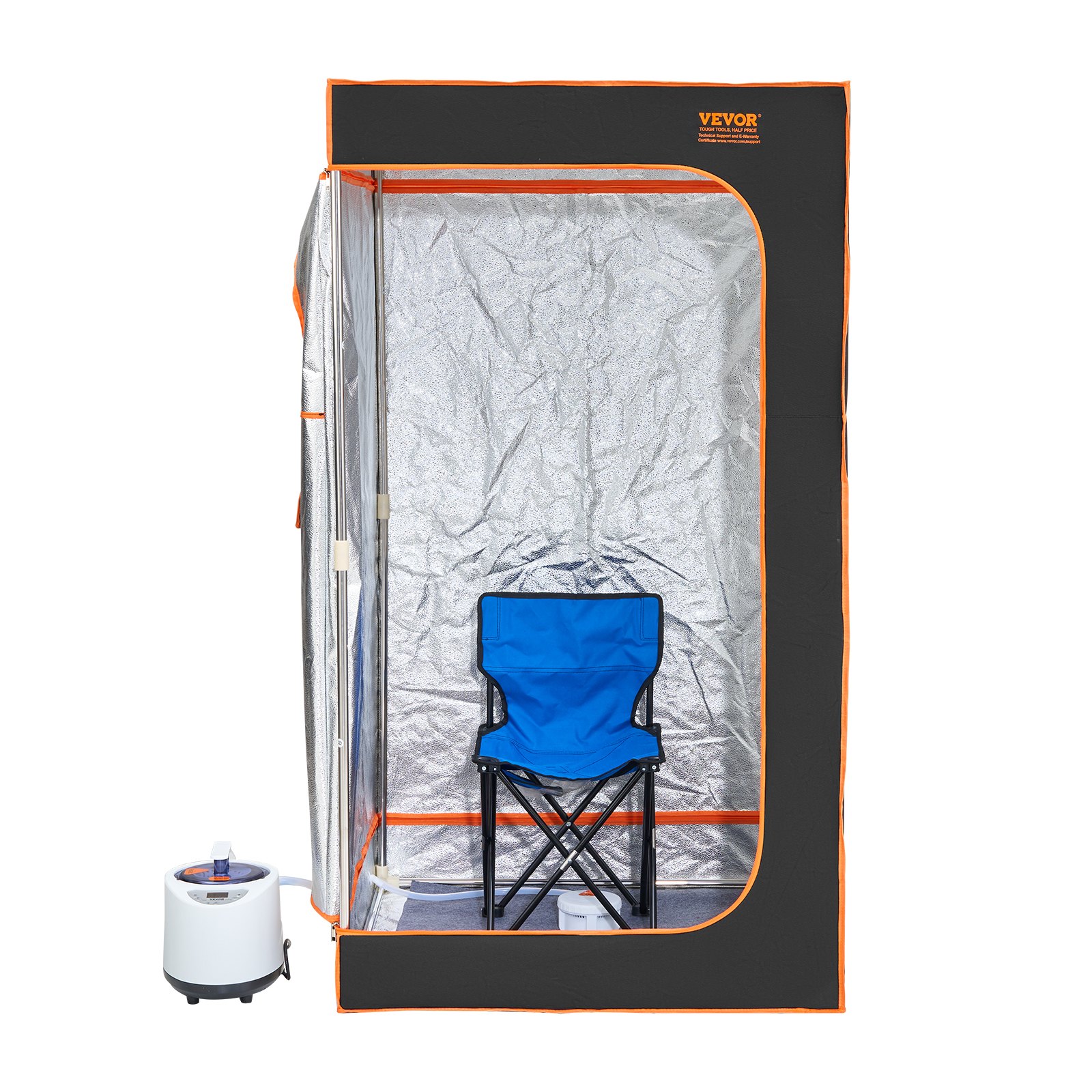 VEVOR Portable Steam Sauna Tent Full Size, 1200W With Visible Window, Personal Sauna Blanket Kit for Home Spa, Detoxify & Soothing Heated Body Therapy,Time&Temperature Remote Control with Chair,Black