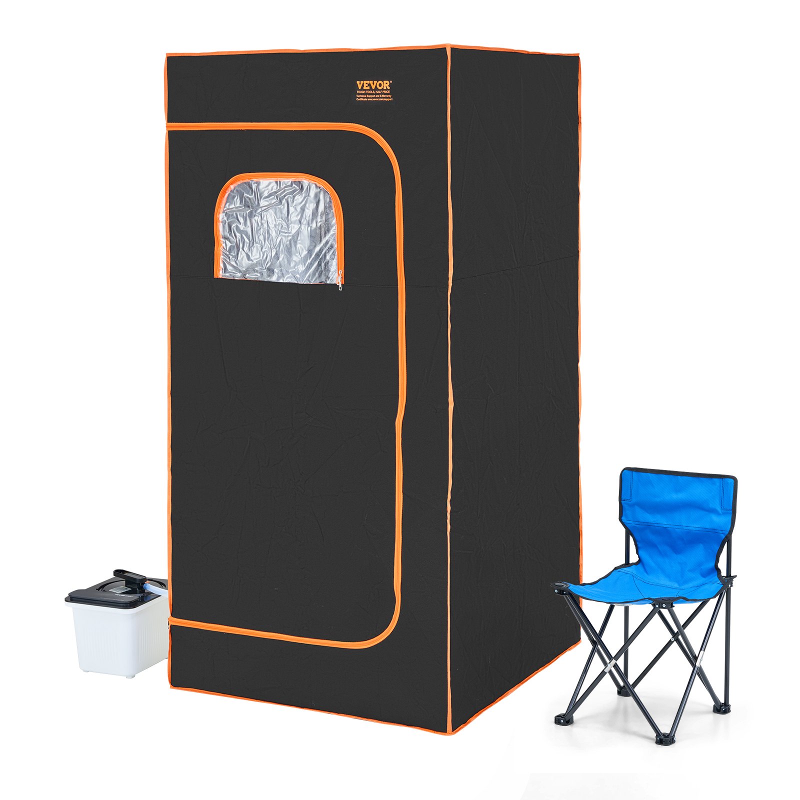 VEVOR Portable Steam Sauna Tent Full Size, 2000W With Visible Window, Personal Sauna Blanket Kit for Home Spa, Detoxify & Soothing Heated Body Therapy,Time&Temperature Remote Control with Chair,Black