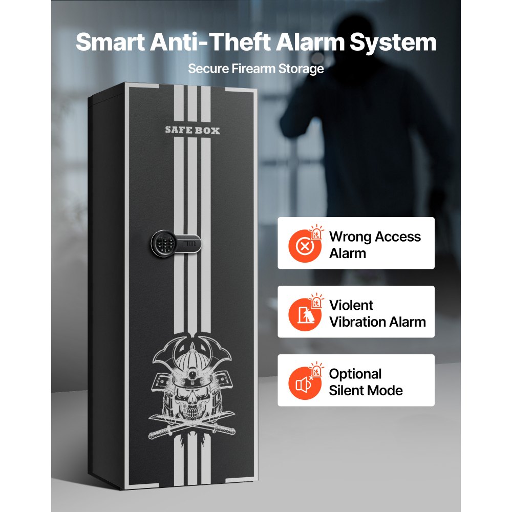 VEVOR 4 Gun Safe, Long Gun Cabinet for Rifles and Pistols, Quick Access Rifle Safe with 3 Ammo Slots and 2 Adjustable Racks, Large Digital Cabinet with Key and Password Lock