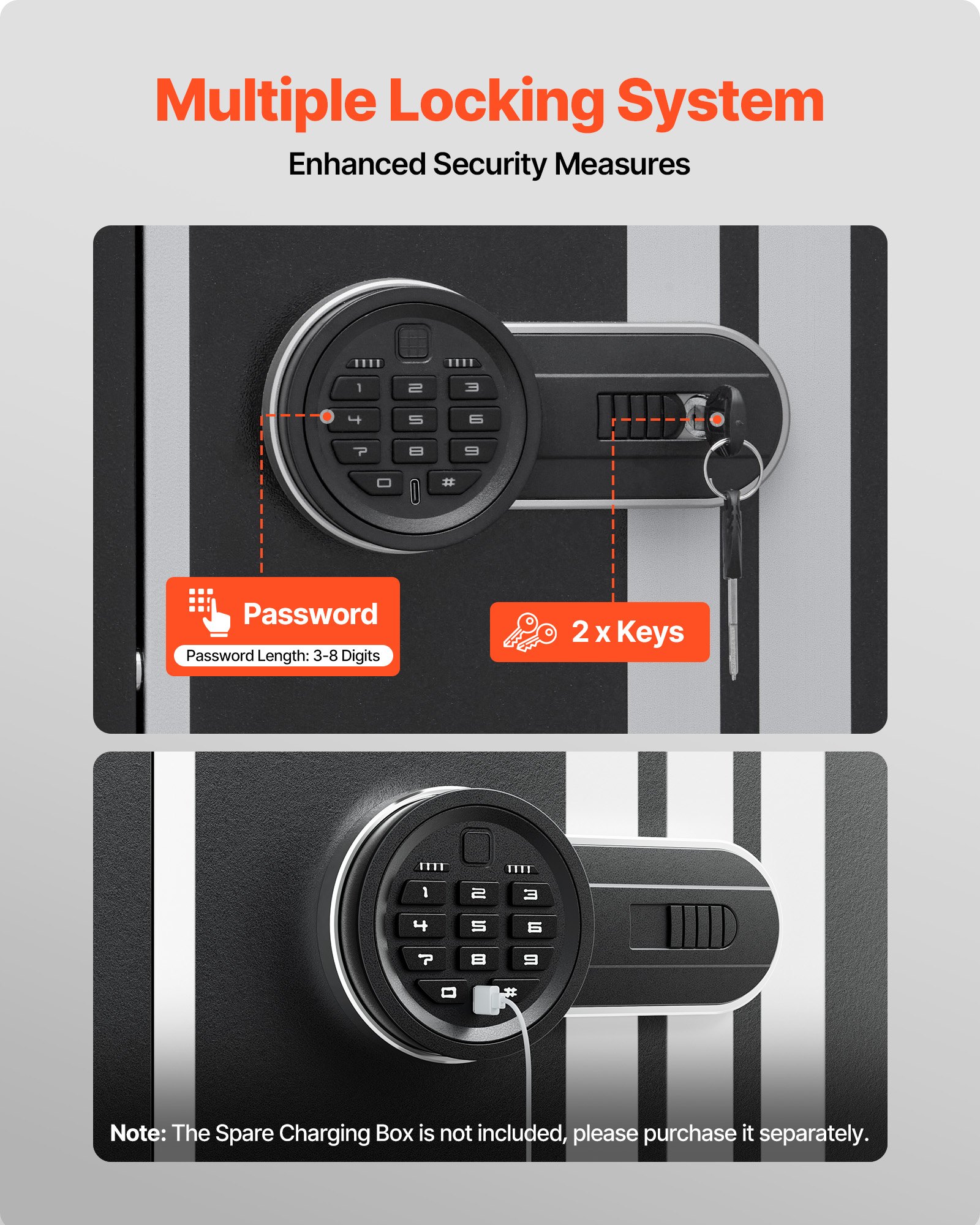 VEVOR 4 Gun Safe, Long Gun Cabinet for Rifles and Pistols, Quick Access Rifle Safe with 3 Ammo Slots and 2 Adjustable Racks, Large Digital Cabinet with Key and Password Lock