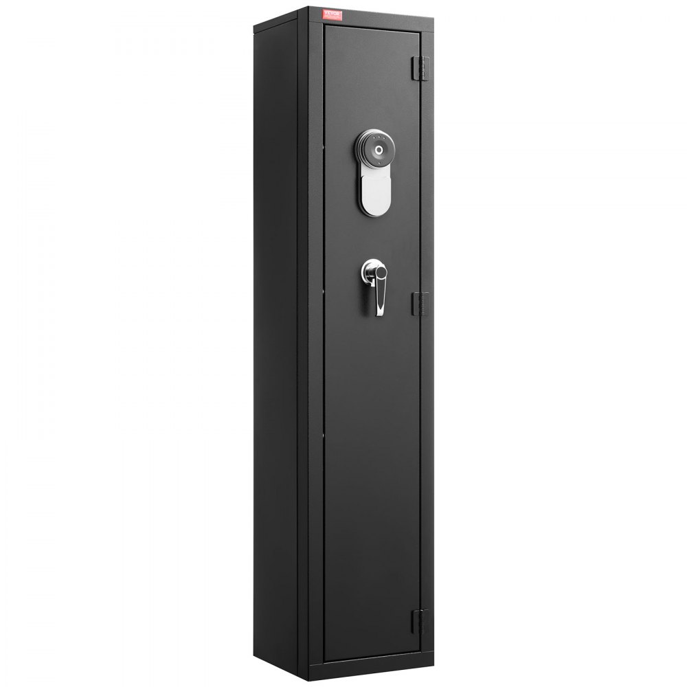 VEVOR Gun Safe, Heavy Duty Cold-Rolled Steel Fireproof Rifle Cabinet with Fingerprint, Digital Keypad & Key, Large Long Gun Cabinet with Magazine and LED, Adjustable Racks for Rifles, Pistols, Shotgun