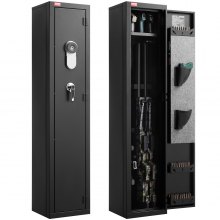 VEVOR Gun Safe, Heavy Duty Cold-Rolled Steel Fireproof Rifle Cabinet with Fingerprint, Digital Keypad & Key, Large Long Gun Cabinet with Magazine and LED, Adjustable Racks for Rifles, Pistols, Shotgun