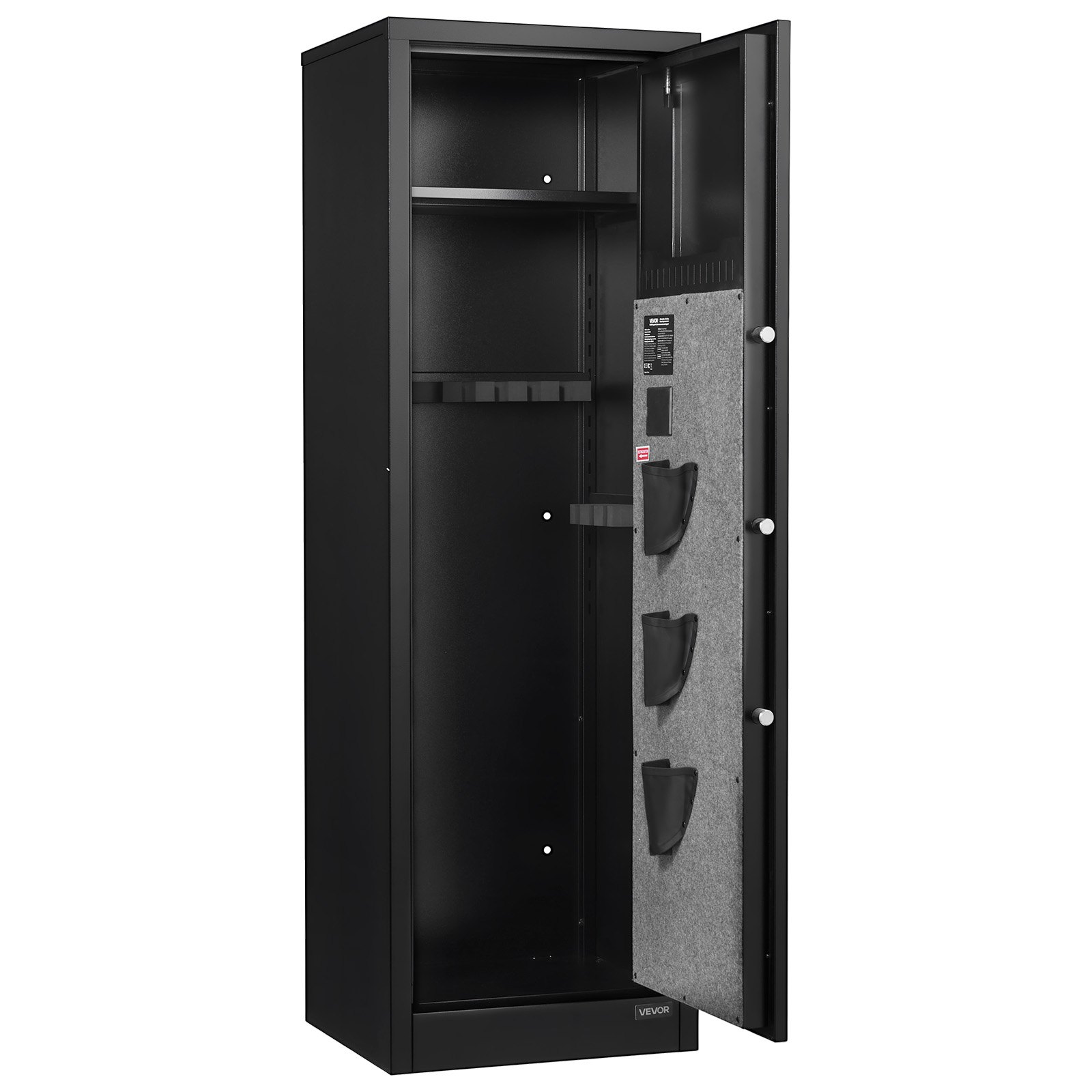 VEVOR 8-10 Gun Safe, Long Gun Cabinet for Rifles and Pistols, Quick Access Rifle Safe with 3 Pistol Pockets and Adjustable Racks, Large Digital Cabinet with Fingerprint and Password Lock
